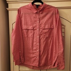GAP Boyfriend Fit PINK Dragonfly Print Button Down, shirt, Sz L